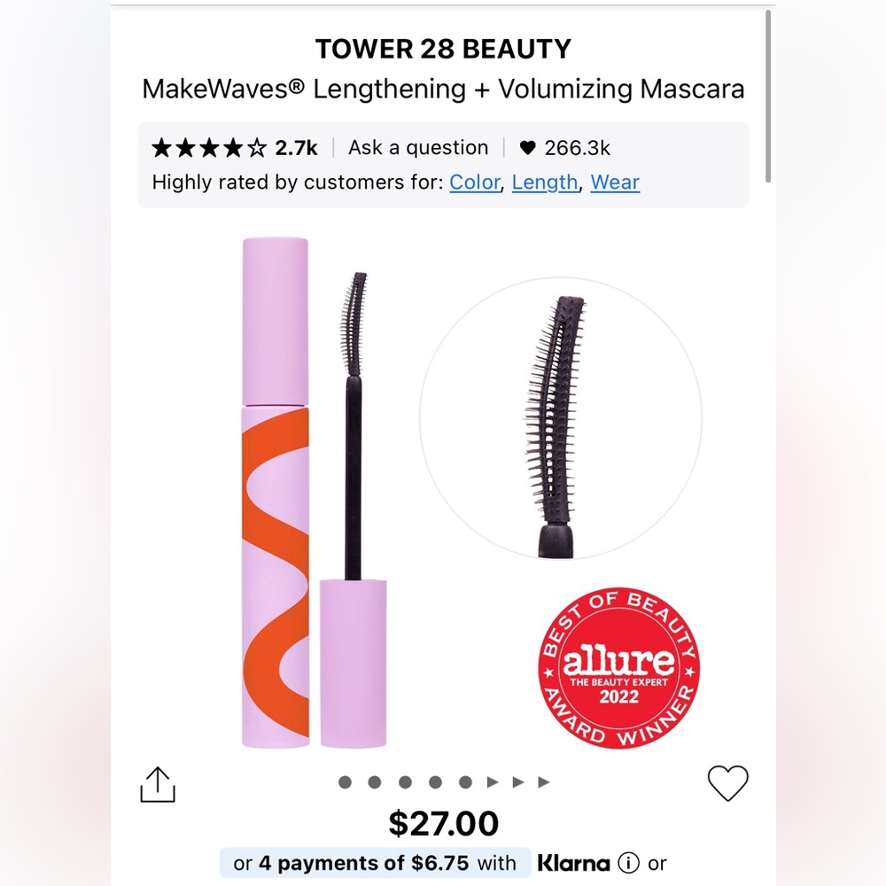 Brand new tower 28 black mascara
